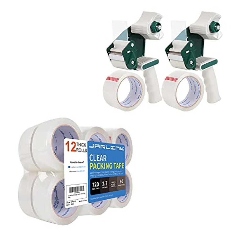 Tape Gun Dispenser - Clear Packing Tape 12 Rolls Bundle