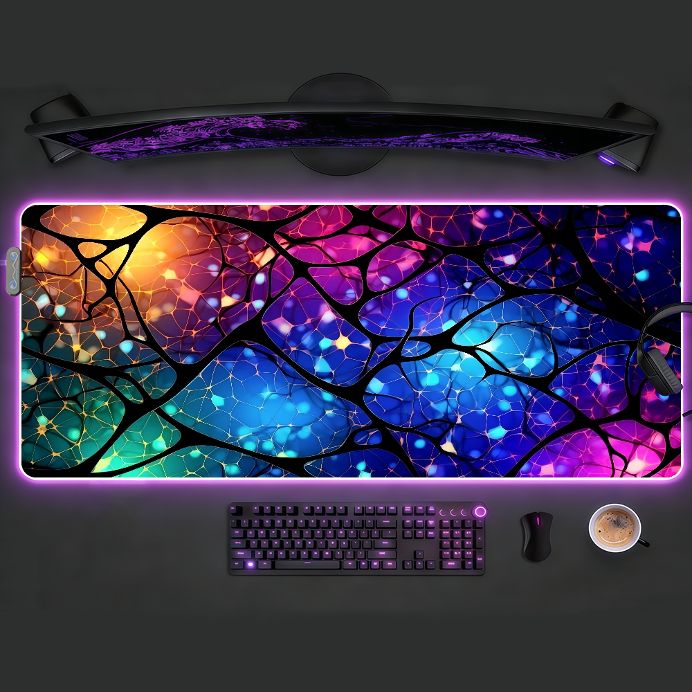 Office Desk Tech Accessories - Tech Style Neon Mouse Pad RGB