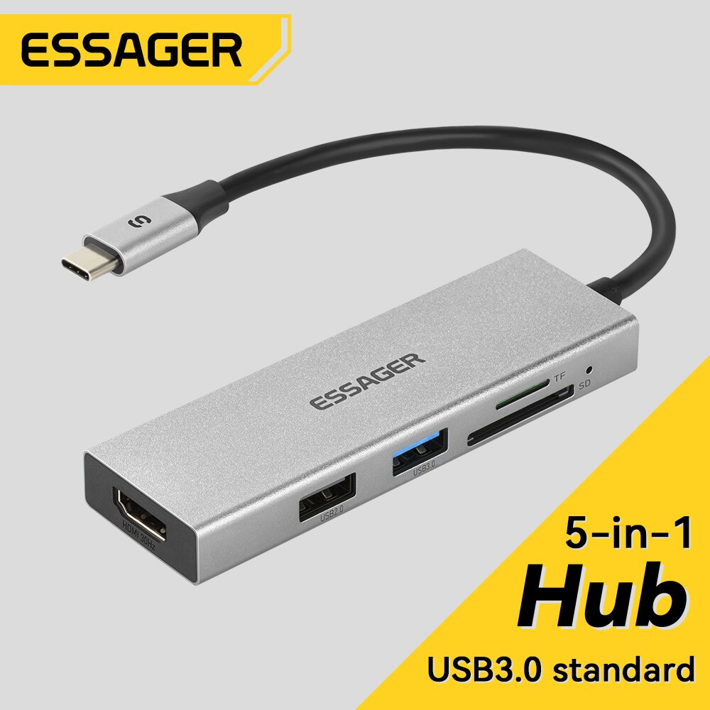 Essager 5 in 1 USB C HUB HDMI- - Docking Station Usb C のレビューと価格