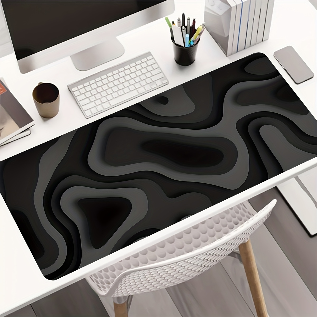 Black Gray Swirl Design large  - Office Desk Tech Accessories のレビューと価格