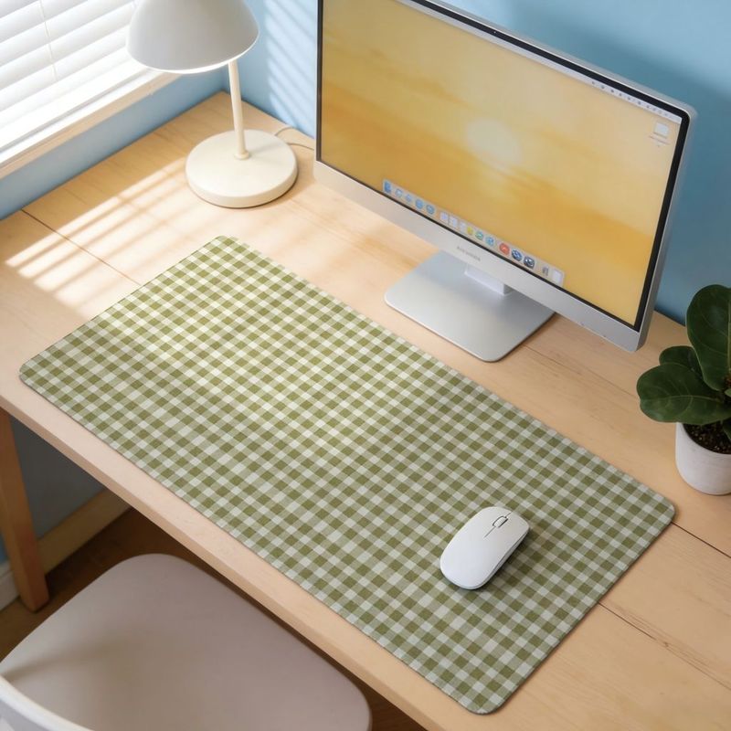 Olive Green Check Design Mouse - Office Desk Tech Accessories のレビューと価格