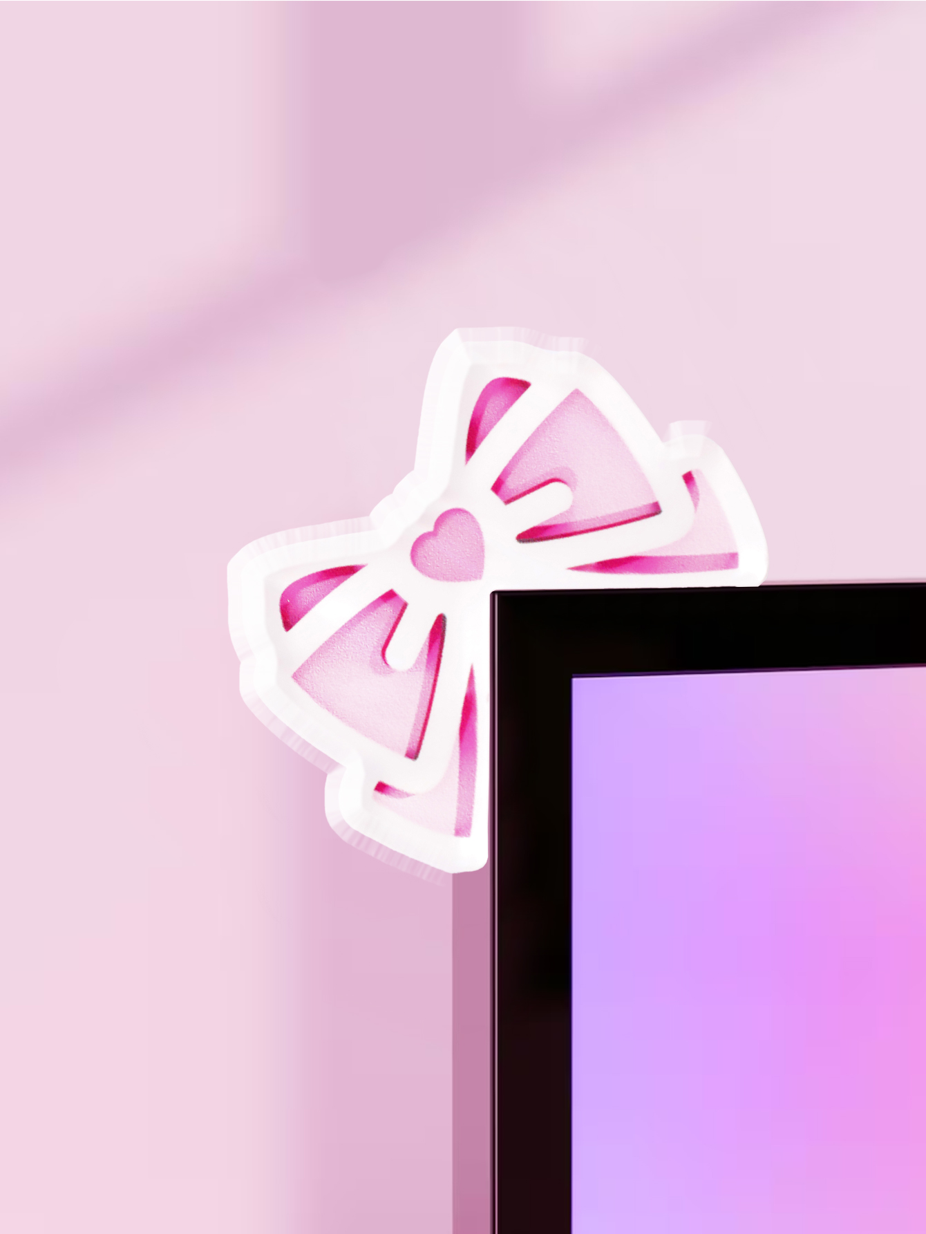 Kawaii Bow Monitor Decor Pink  - Office Desk Tech Accessories のレビューと価格